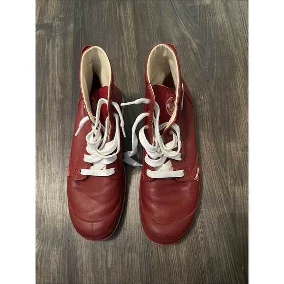 Palladium Men’s Red Burgundy Lugged Sneakers High Top Canvas Shoes Size 11 M - Picture 2 of 12